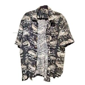 Men's Truckin & Pluckin, Rockin The Roob, Cars & Guitars Casual Shirt XL 46/48